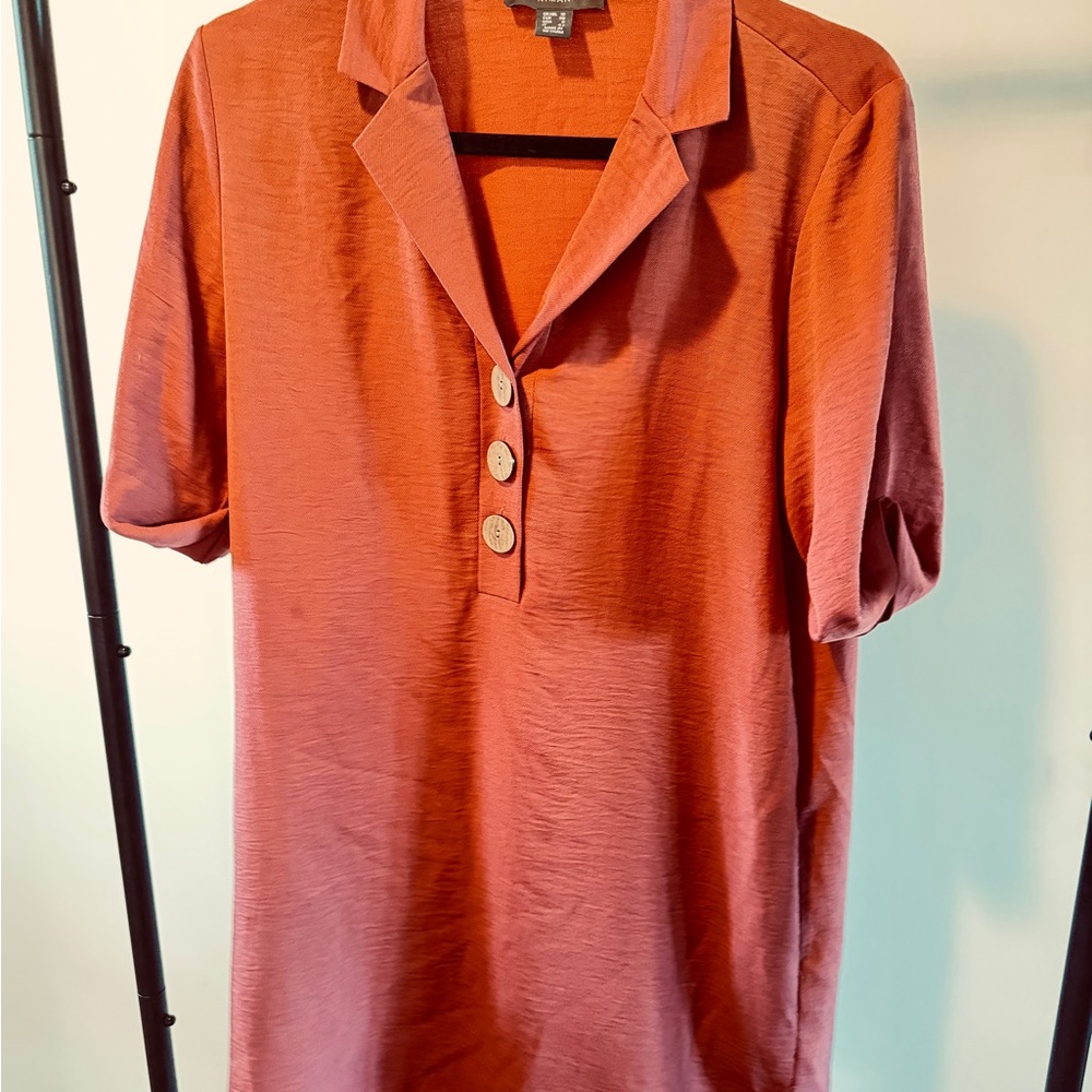 Primark Rustic Terracotta Short Sleeve Button Polo Shirt